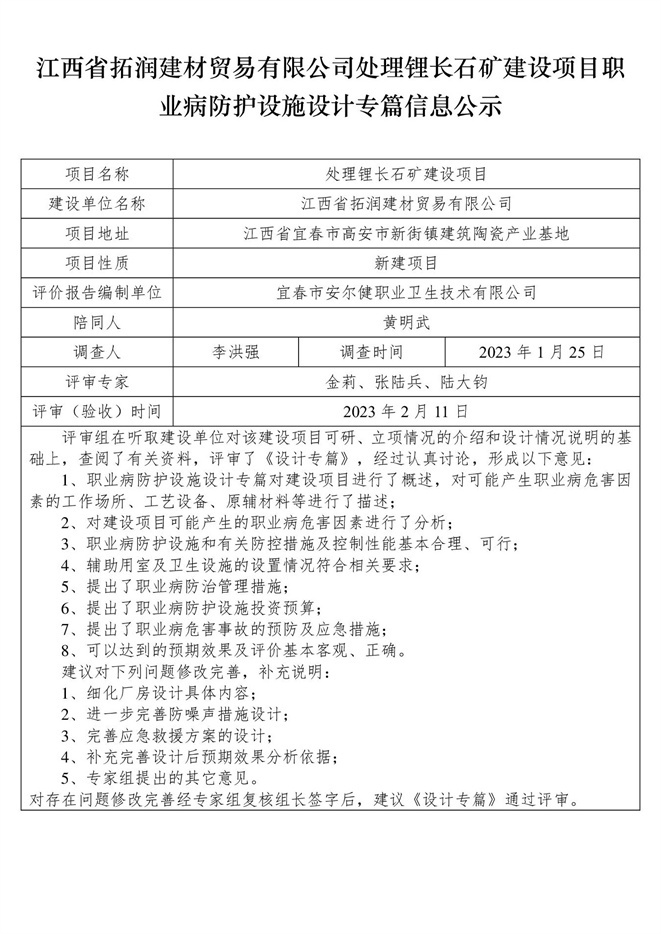 1676366233882813.jpg 江西省拓潤(rùn)建材貿(mào)易有限公司-處理鋰長(zhǎng)石礦建設(shè)項(xiàng)目 職業(yè)病防護(hù)設(shè)施三同時(shí)工作公示信息(設(shè)計(jì)).jpg
